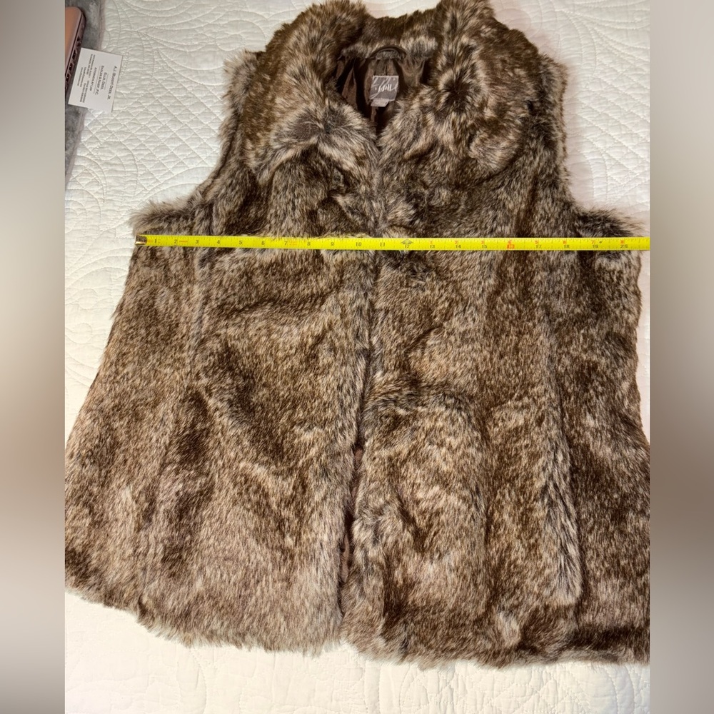 J. Jill Faux Fur Vest Women’s Medium Brown Plush Lined Boho Winter Luxury - Picture 6 of 7